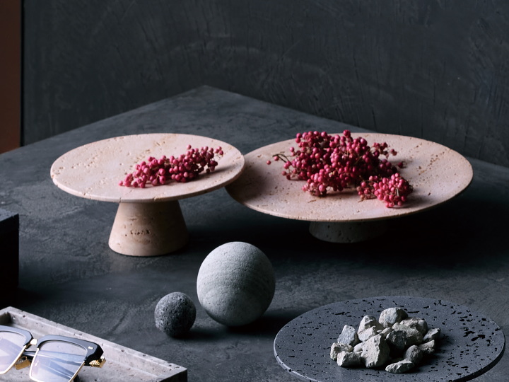 トラバーチン サークルベース S/L  TRAVERTIN CIRCLE BASE  TK-2114 TK-2115 【ARTWORKSTUDIO】アートワークスタジオ