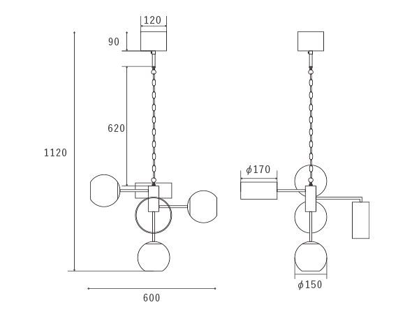 BOURGONE（ブルゴーニュ）5灯 ペンダントランプ