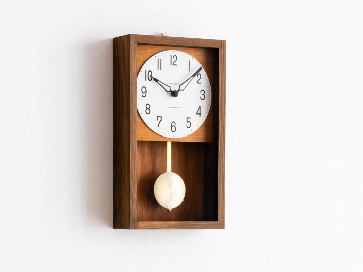 ひのき ペンデュラム クロック HINOKI PENDULUM CLOCK CH-033BR/CB 【INTERZERO】インターゼロ ブラウン 正面