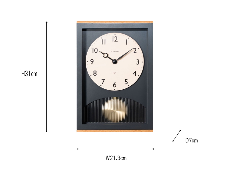 アーチの振り子時計 ARCH PENDULUM CLOCK CH-066BR/GY【INTERZERO】インターゼロ サイズ