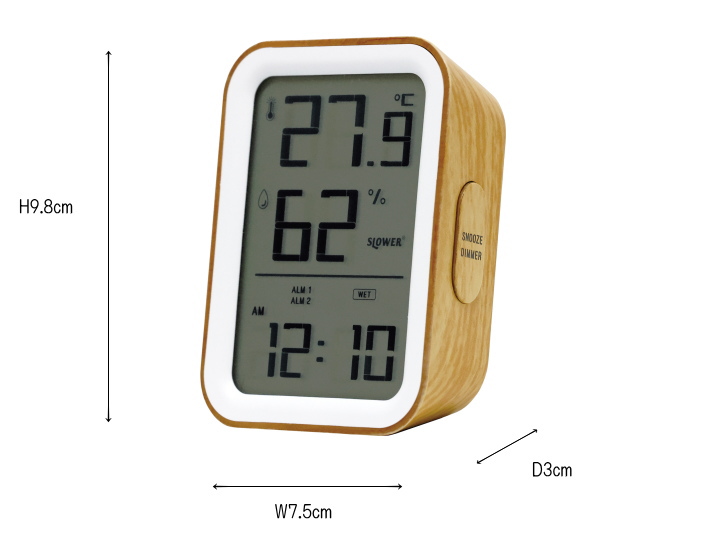 LCD ハイグロ サーモグラフ クロック バズ PAZ 温湿度計 置き時計  SLW424 SLW425 SLOWER（スロウワー）