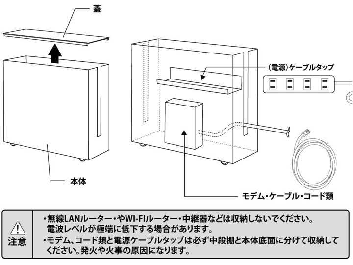 TOWER（タワー）キャスター付きケーブル収納ラック 5403 5404 山崎実業