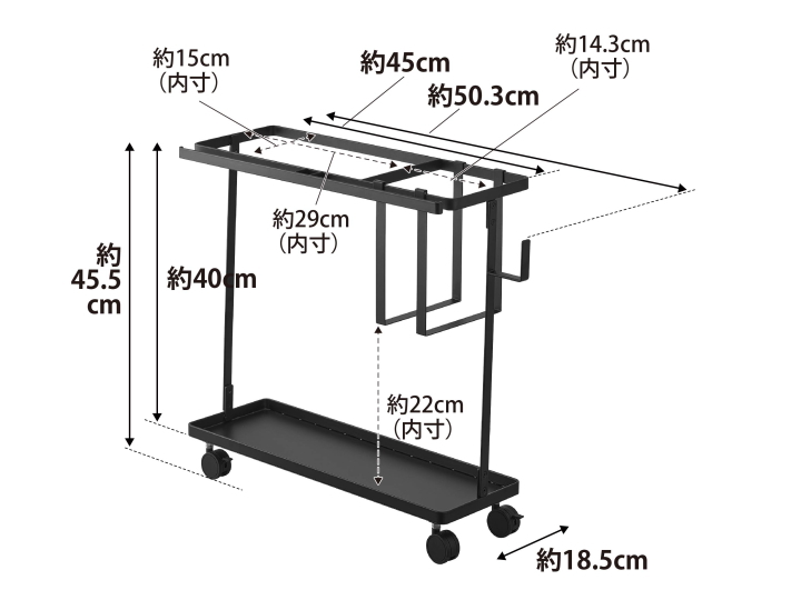 TOWER タワー キャスター付きフィットネスグッズ収納ラック 1989 1990 山崎実業