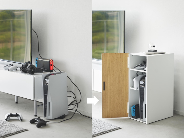 山崎実業 ゲーム機収納ラック タワー ホワイト 白 02109-5R2 K 山崎実業 ゲーム機収納ラック タワー ホワイト 白 02109-5R2 K